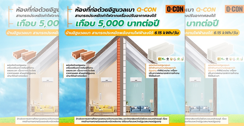 บ้านเย็น ลดค่าไฟได้จริงด้วยอิฐมวลเบา QCON